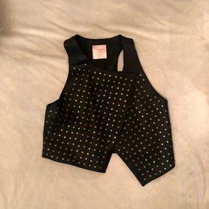 Vegan Leather Studded Asymmetrical vest